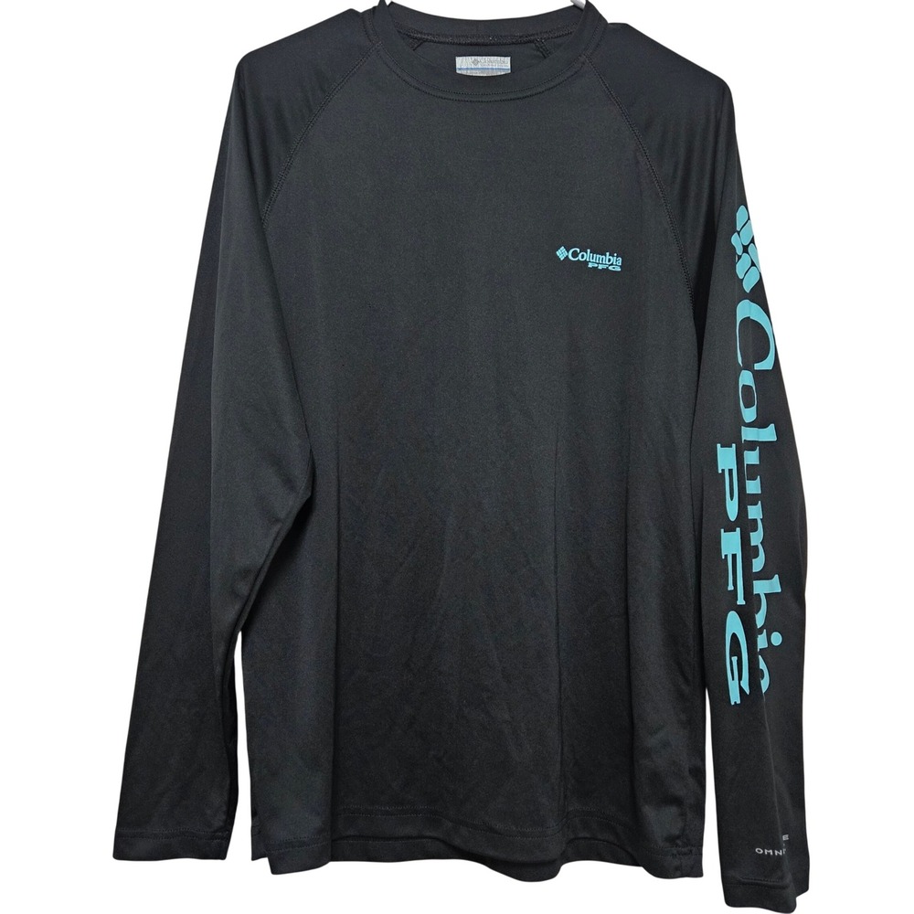 Columbia PFG Men Terminal Tackle Fishing Shirt Black Outdoor Gorpcore Mint Logo